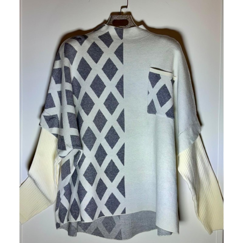 Jersey mitad rombo mitad liso con bolsillo