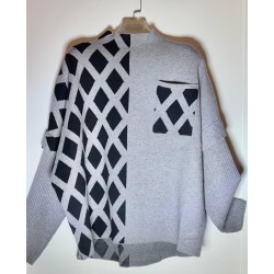 Jersey mitad rombo mitad liso con bolsillo