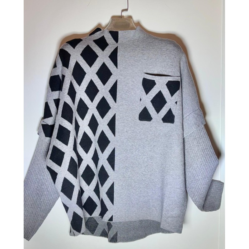 Jersey mitad rombo mitad liso con bolsillo