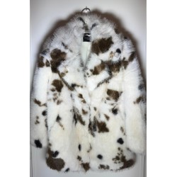 Abrigo corto de pelo estampado vaca