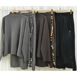 Conjunto punto de jersey y falda con linea de lentejuelas