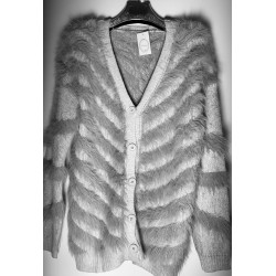 Chaqueta de punto pelo  rayas