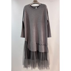 Vestido de punto con tul