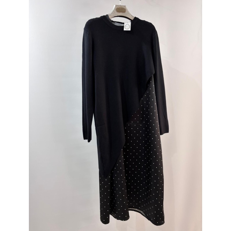 Vestido  de topos con jersey asimetrico