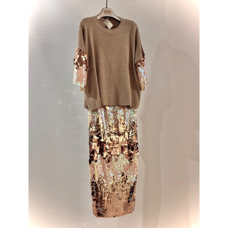 Conjunto punto de jersey y falda con lentejuelas