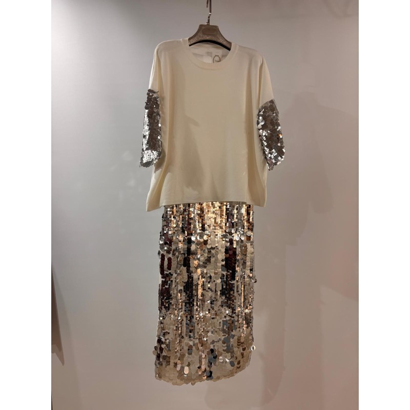 Conjunto punto de jersey y falda con lentejuelas