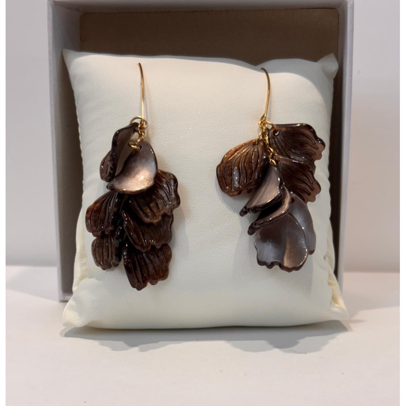 Pendientes largos hojas marrones