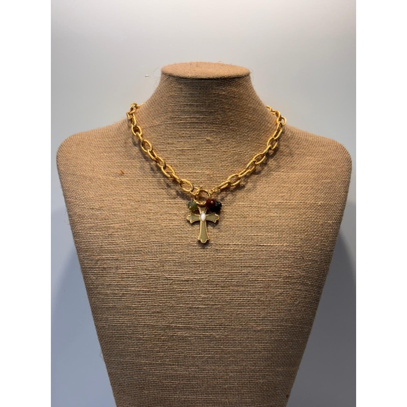 Colgante de acero con cruz