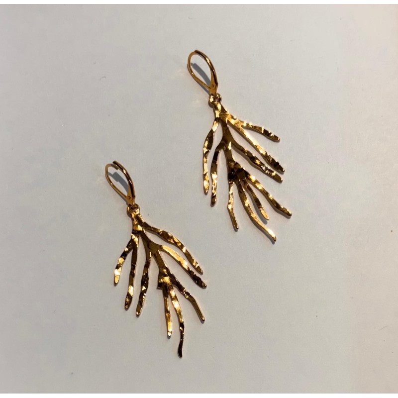 Pendientes acero y latón hoja