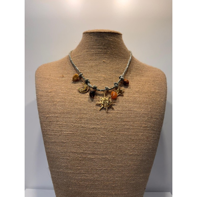 Colgante acero sol y piedras naturales