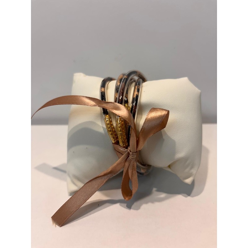 Pulseras vinilo de leopardo con lazo