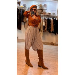 Pantalón cuadros tonos camel