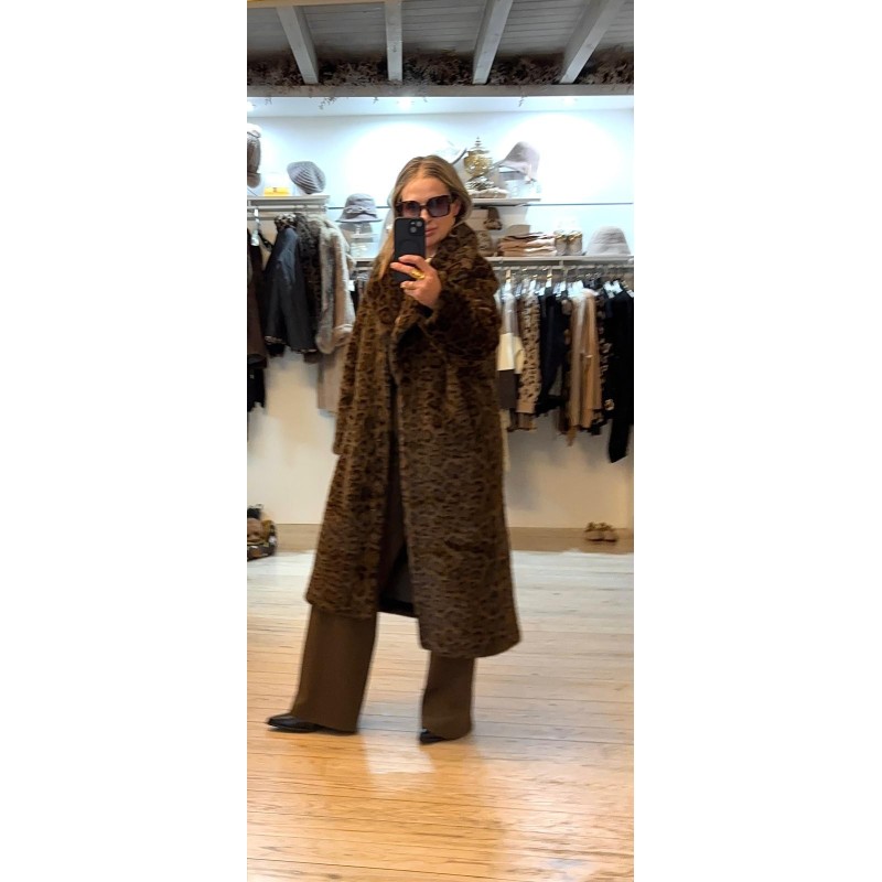 Abrigo largo de pelo animal print