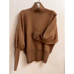 Jersey mangas abullonadas y cuello vuelto en camel