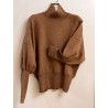 Jersey mangas abullonadas y cuello vuelto en camel