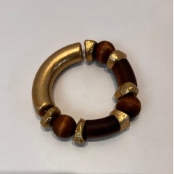 Pulsera brazalete de bolas y madera