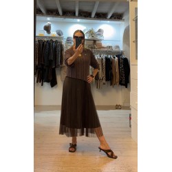 Conjunto vestido tul plisado y jersey asimetrico