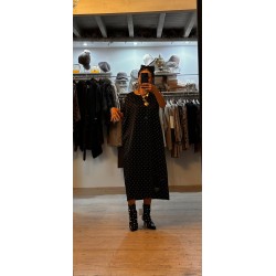 Vestido  de topos con jersey asimetrico