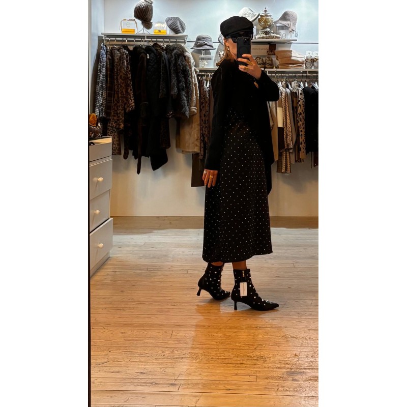 Vestido  de topos con jersey asimetrico