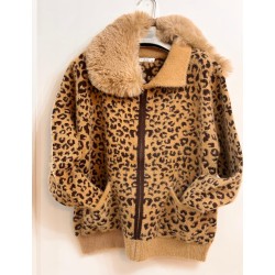 Chaqueta Animal Print con Cuello Extraíble