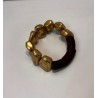 Pulsera brazalete de bolas  latón y madera