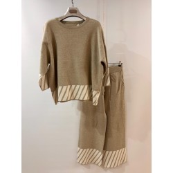 Conjunto punto jersey y pantalón cenefa rayas