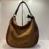Bolso polipiel y antelina camel