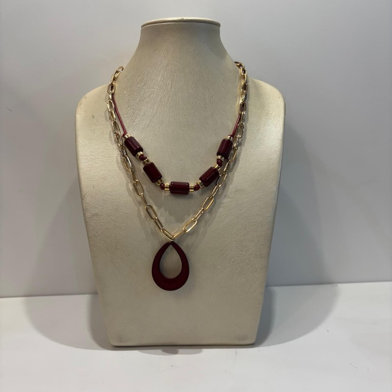 Collar acero piedras granate