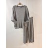 Conjunto punto de jersey cuello redondo con bolsillos y pantalón