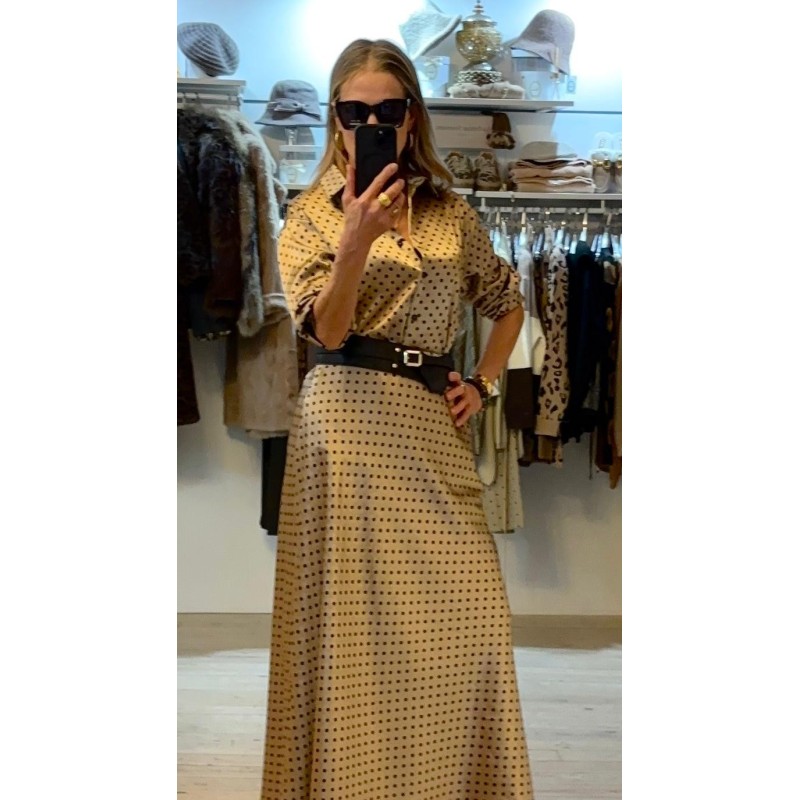 Falda satén de topos