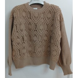 Jersey mangas abullonadas de punto calado