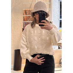 Jersey mangas abullonadas de punto calado