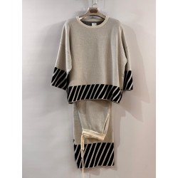 Conjunto punto jersey y pantalón cenefa rayas