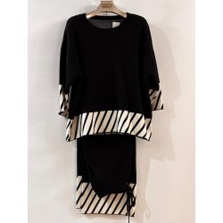 Conjunto punto jersey y pantalón cenefa rayas