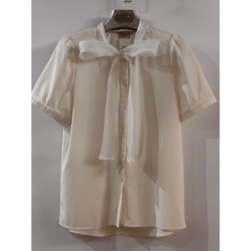 Camisa manga corta blanca con lazo