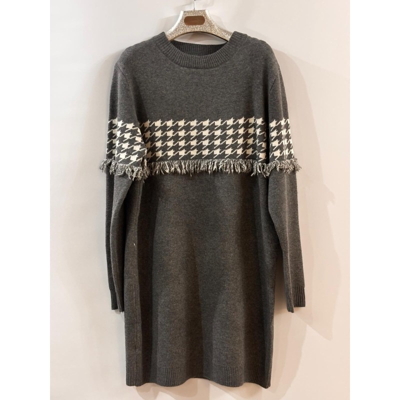 Vestido punto cenefa flecos