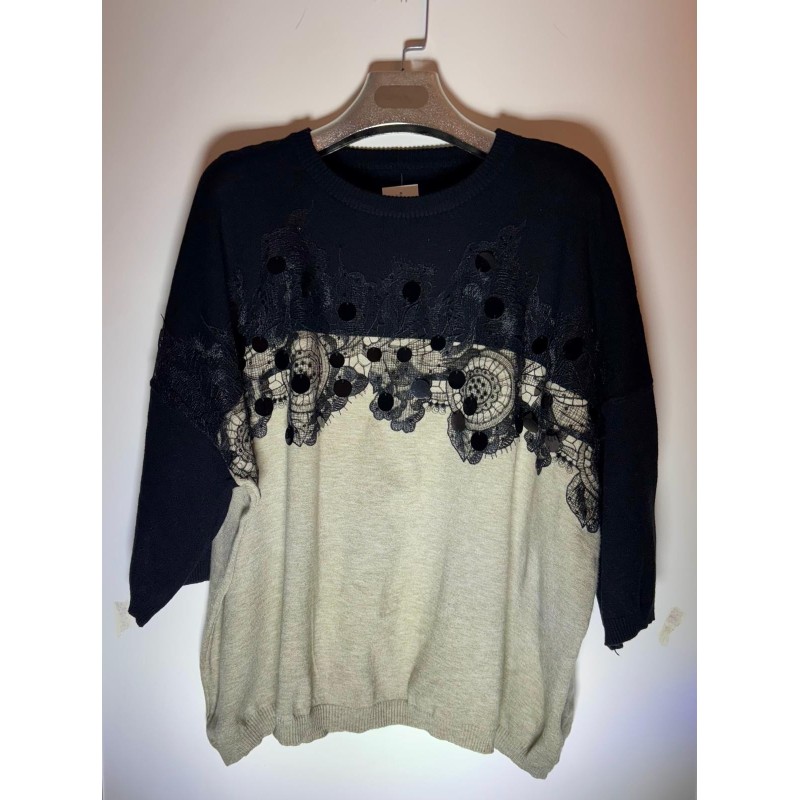 Jersey oversaze lentejuelas y puntilla